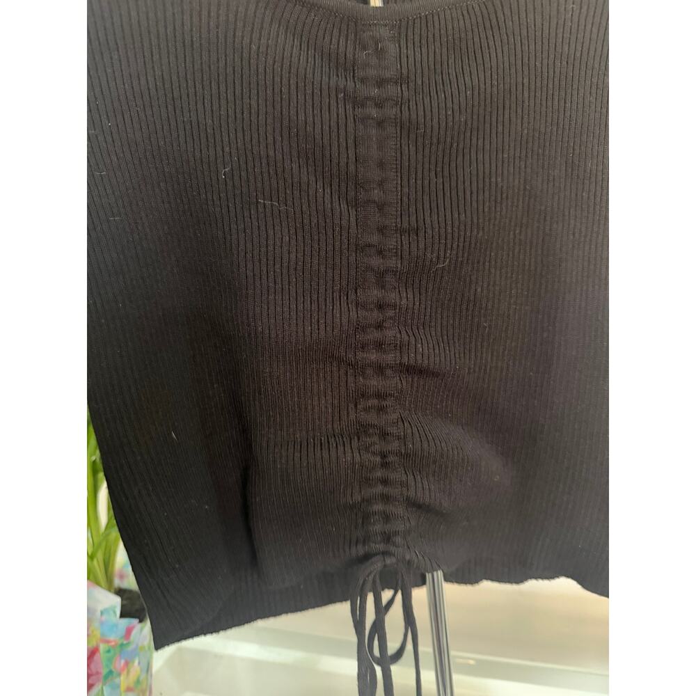 Love Tree Black Cinched Front Ribbed Crop Top - Size Small 🖤 - Picture 4 of 10